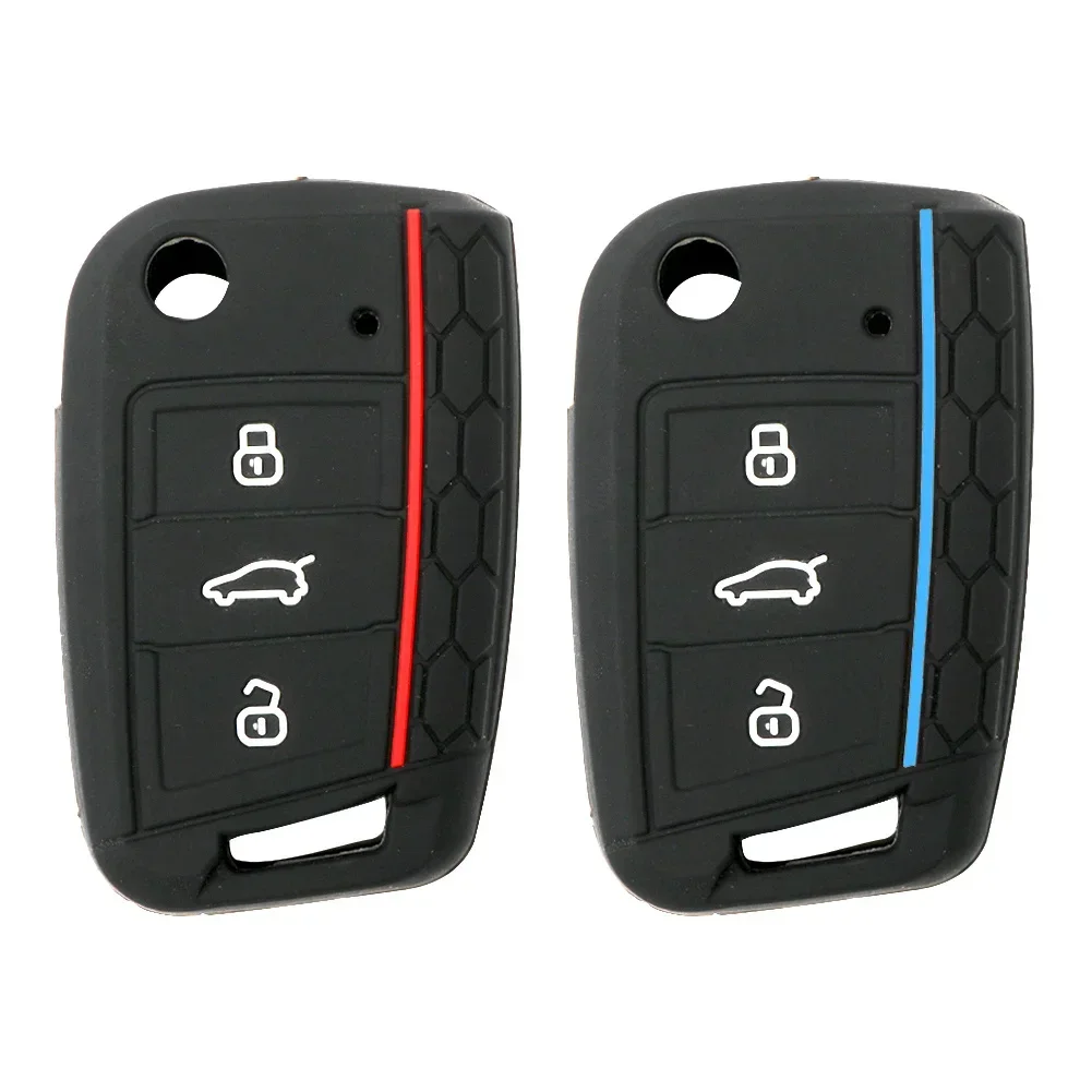 3 Button Car Key Cover Silicone Case For VW Golf 7 GTI POLO T-Roc T-Cross Touran Skoda Tiguan Octavia Kodiaq Rapid Fabia Seat key case cover key case car key shell