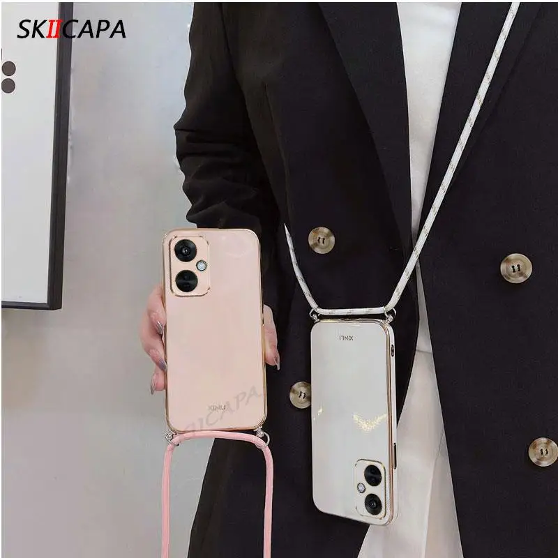 Plating Silicone Lanyard Crossbody Necklace Cord Soft Cover Case