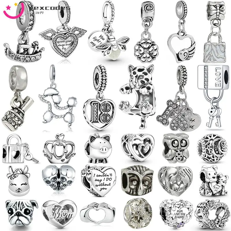 

2Pcs/Lot Glowing fireflies Angel wings elk Pendant Beads fit Original Brand Charms Bracelet DIY Men and Women Jewelry