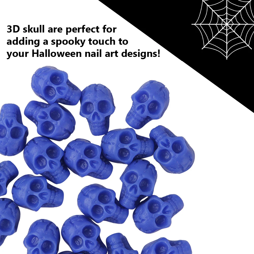 20 Stück Nagelkunst-Perlen mit 3D-Totenkopf-Design, für DIY Acryl-UV-Gel-Nagelkunst-Dekoration – Detail 2