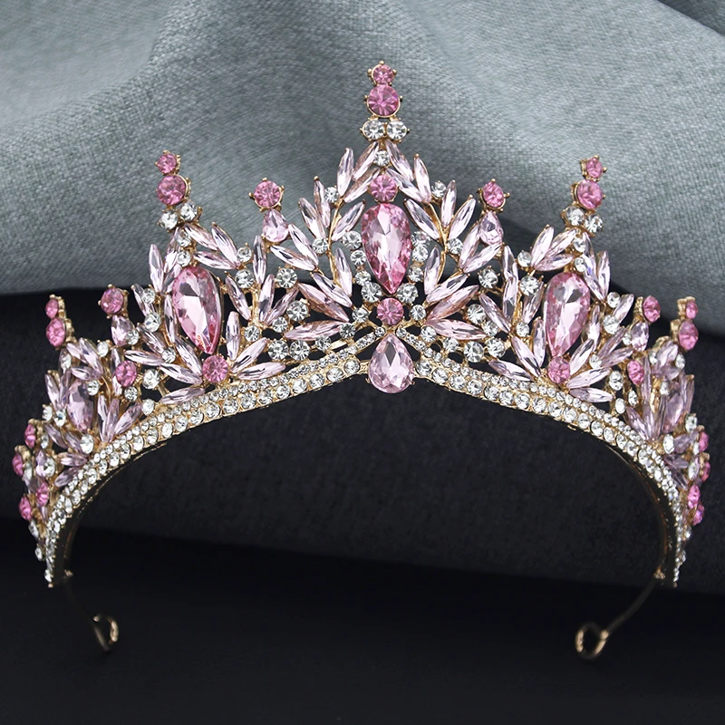Hair Headdress Baroque Luxury Green Crystal Tiara For Women Wedding Girls Birthday Party Elegant Crown Jewelry Accessories