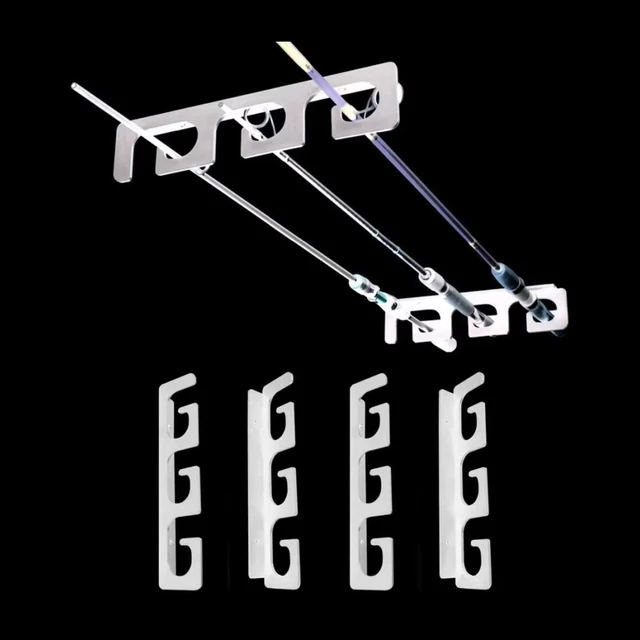 Two Pairs Fishing Rod Rack For 6 Rods Storage Holder Ceiling/Wall Mount Fishing Pole Horizontal Overhead Hanger Storage Rack