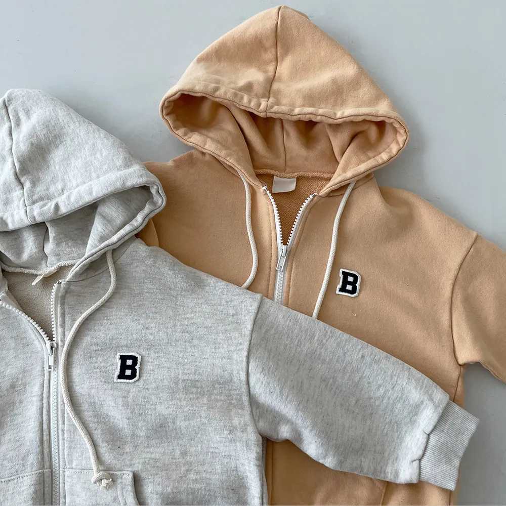 Children's Sweater Baby Boys Girls Spring And Autumn Zipper Hooded Letter Cardigan Windbreaker Outerwear