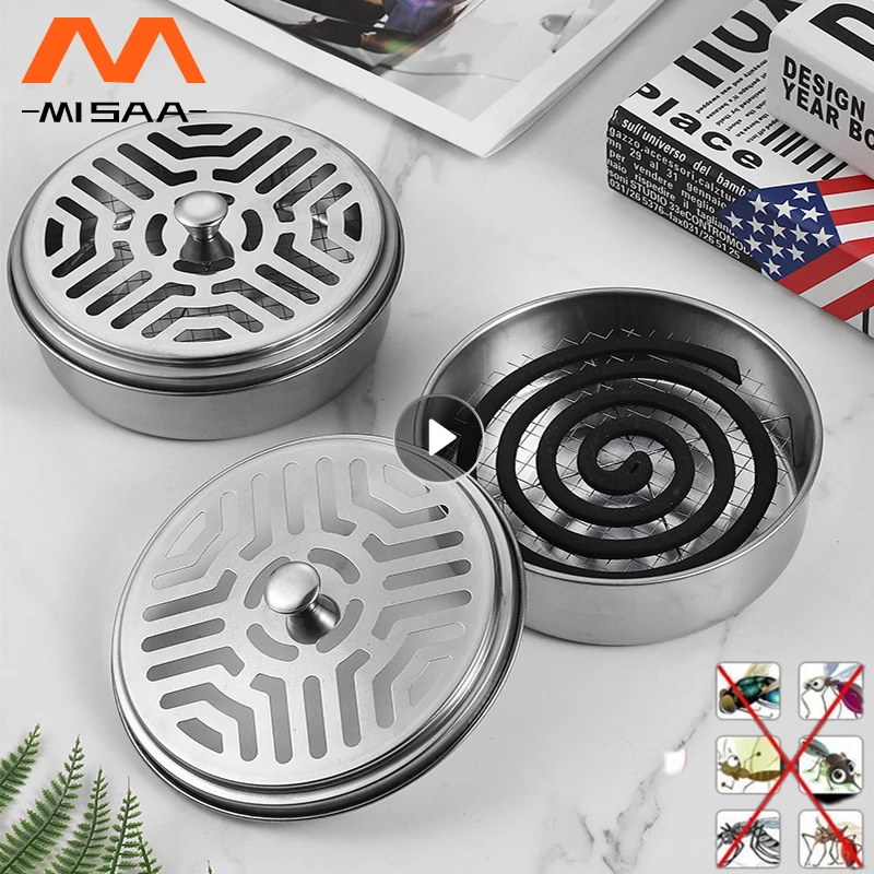 

Portable Mosquito Coil Tray Holder Metal Insect Repellent Coils Rack Frame Stainless Steel Round Summer Anti-mosquito Supplies