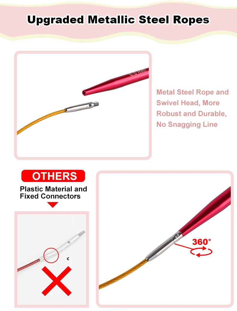 Description Picture 4 of itemQZLKNIT Interchangeable Circular Knitting Needles Sets 22PCS Aluminun Crchet Needles Red Color Bag Sewing Tool Accessories Gift