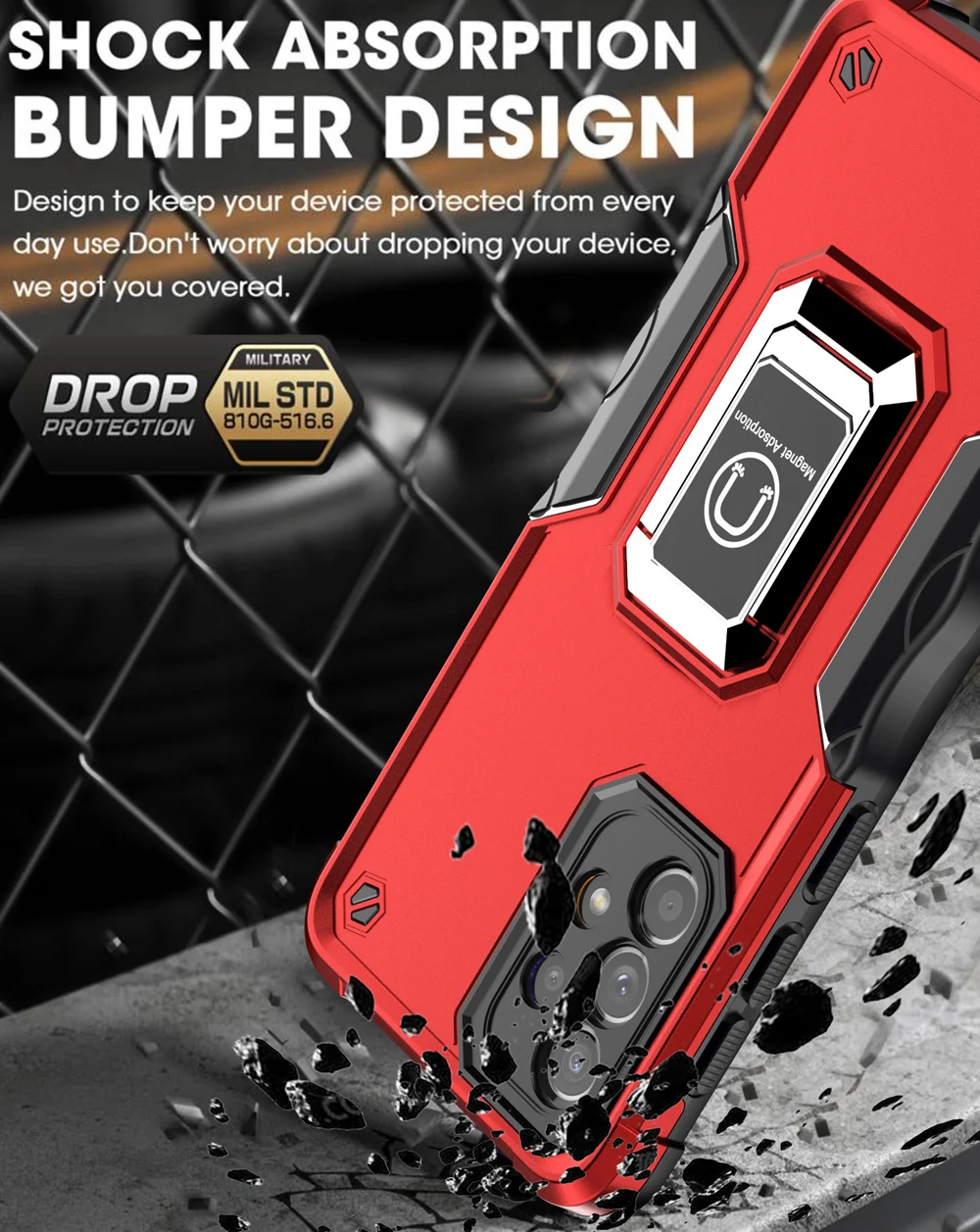 KEYSION Capa de armadura à prova de choque para Samsung A53 A73 A33 5G A23 Ring Stand Capa traseira para Galaxy A52 A22S A42 A52S 5G_voghion.com