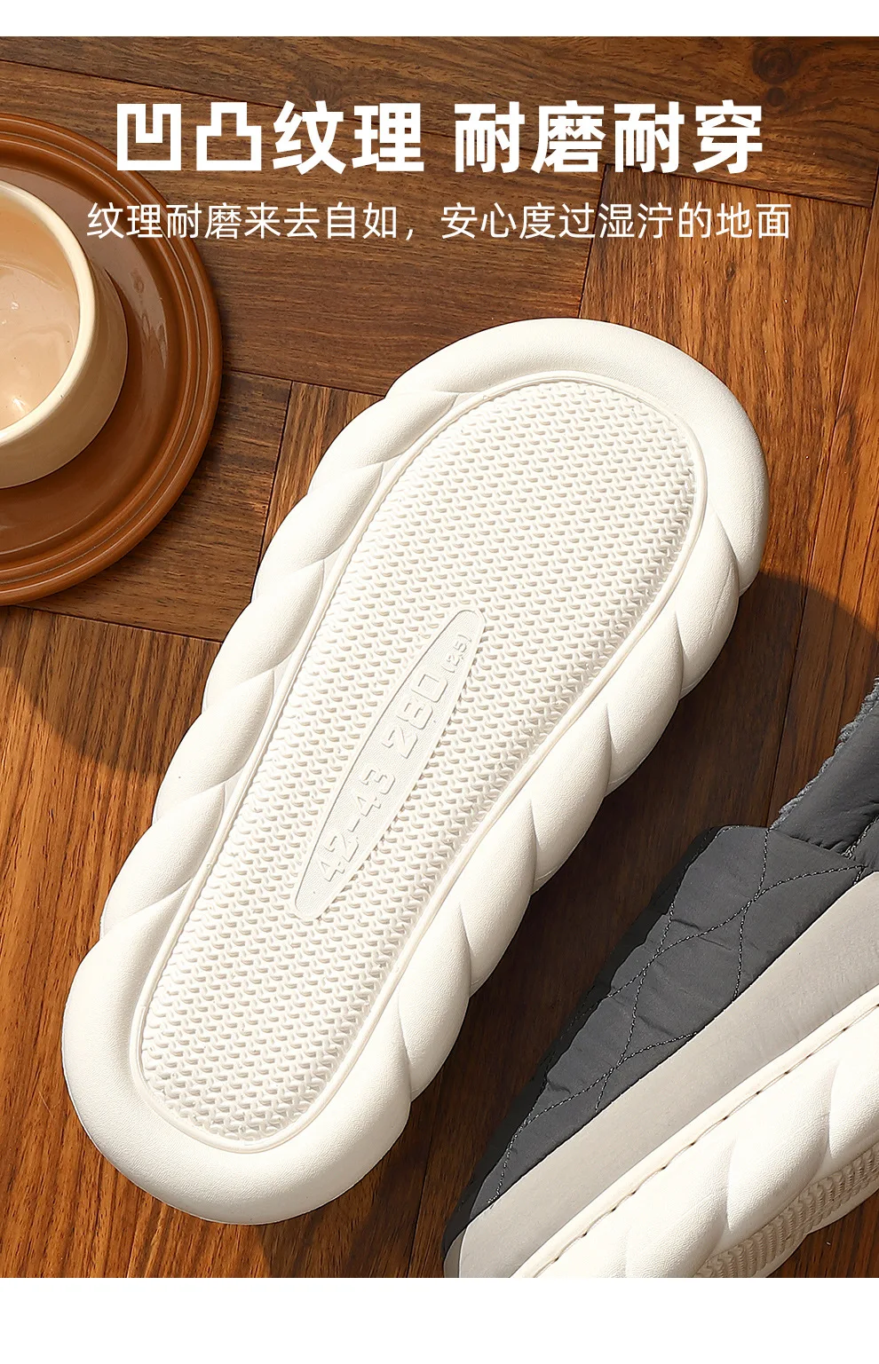 Shevalues Plüsch Hausschuhe für Frauen Hausschuhe Winter warm wasserdicht dicke Sohle Cloud Hausschuhe Indoor Anti-Rutsch-Paar nach Hause Rutschen – Detail 8