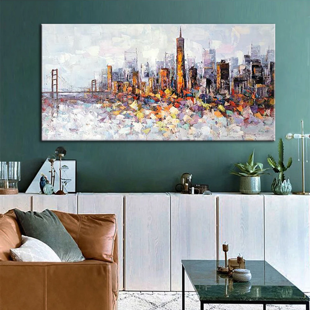 

Картина маслом на холсте «Нью-Йорк мост» ручной работы