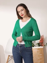 

Tricot Outerwear Crochet Top Black Cropped Korean Fashion Style Cardigan Female V-neck Knitted Ladies Sweaters Clothing Blouses