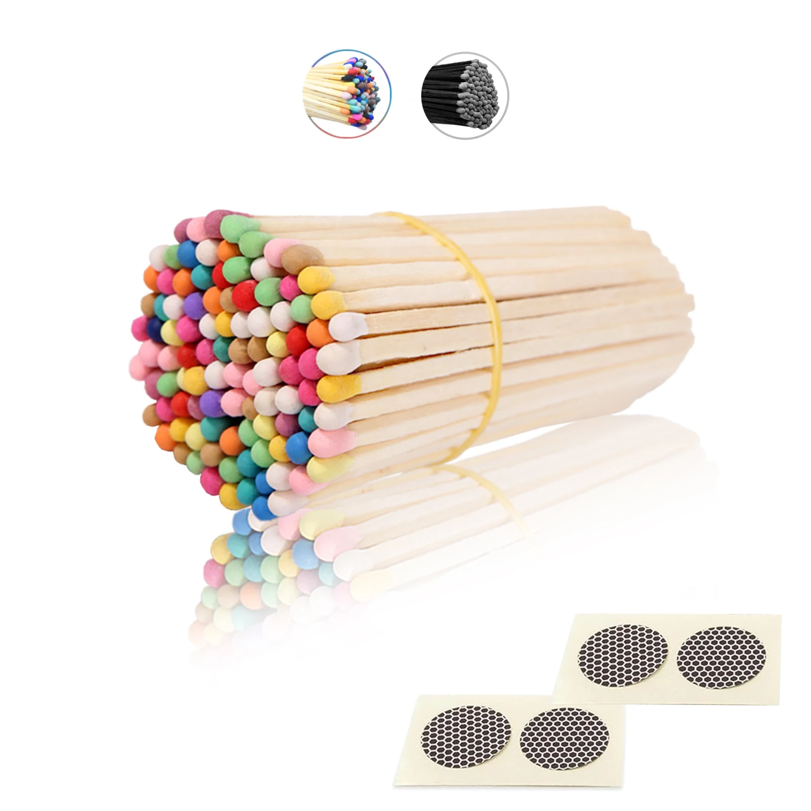 160 Count 4" Long Wood Safety Matches Bulk-Rainbow/Grey Striker Matches for Candle, Fireplace, Camping ()