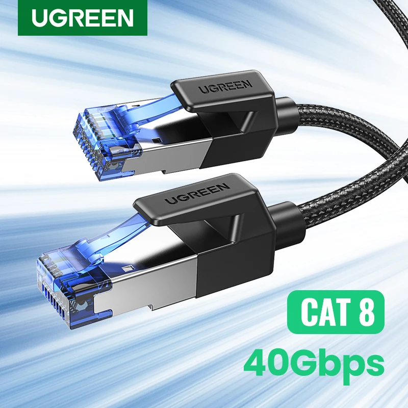 UGREEN Ethernet Cable CAT8 40Gbps Cotton Braided PVC Network Lan Cord for PC Modem Laptop PS 5/4 Router RJ45 Cable Ethernet