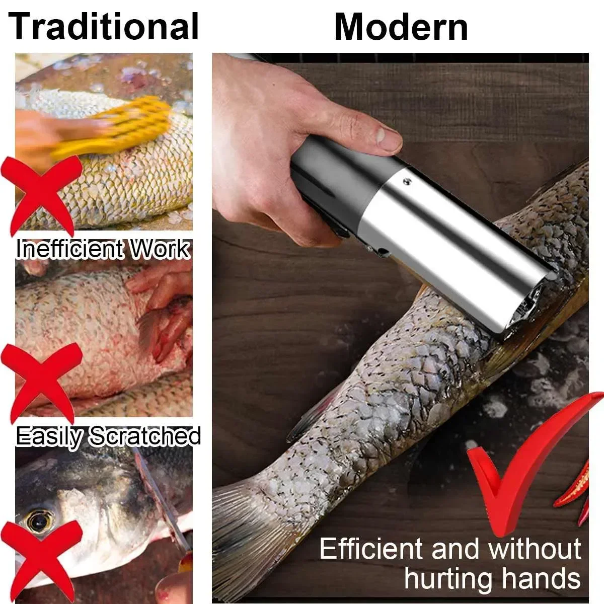 125W 7500RMP Portable Charging Cordless Electric Fish Scaler Fish Scale Scraper Remover Cleaner Scraper Seafood Tools