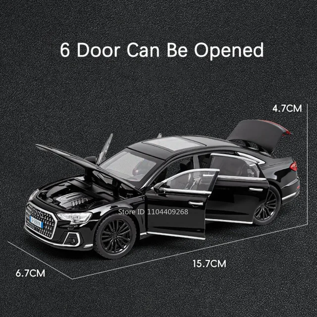 1:32 A8 RS6 Car Model Toy Doors Opened Sound Light Alloy Diecast Shock Absorption Simulation Vehicle Models Ornaments Gifts 6