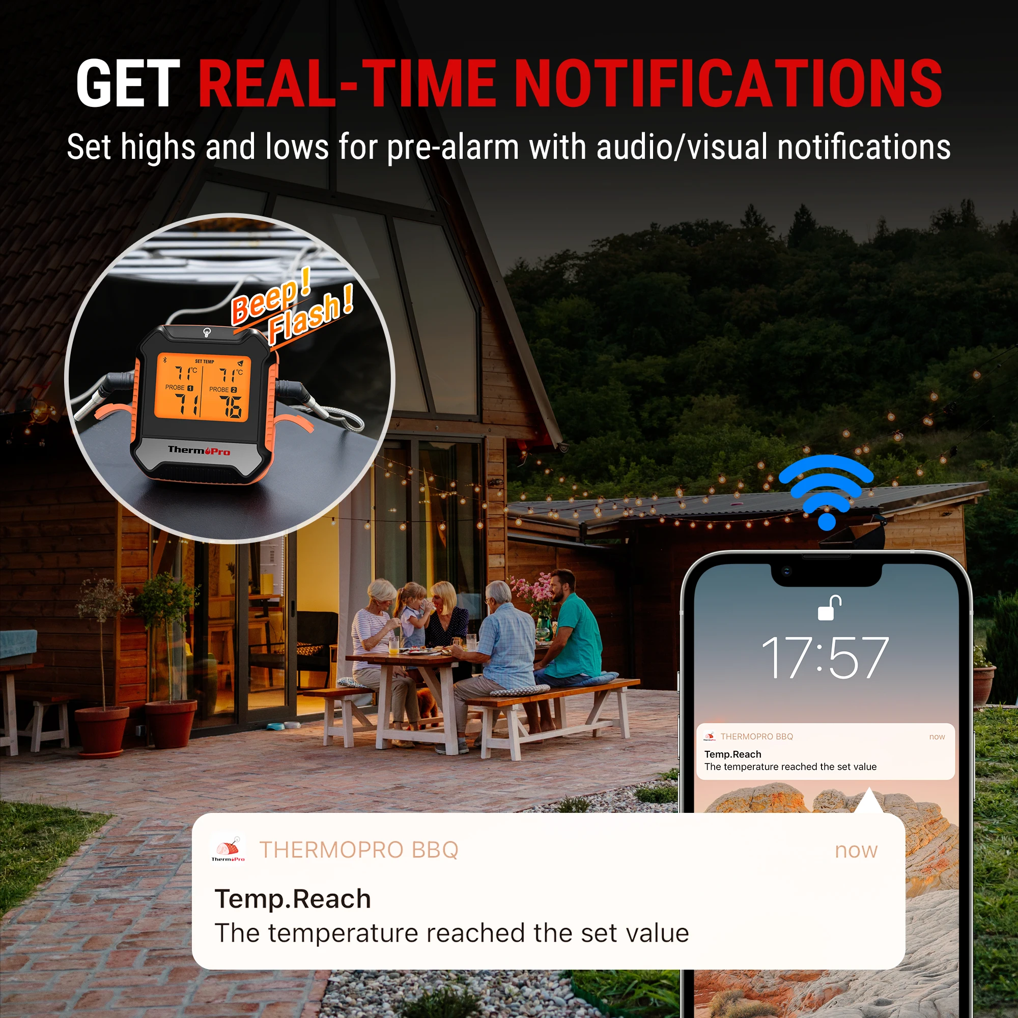 ThermoPro TP904 Bluetooth-connected APP Wireless 135M Dual Probes Digital Meat Thermometer, Kitchen Thermometer with Alarm Timer 6