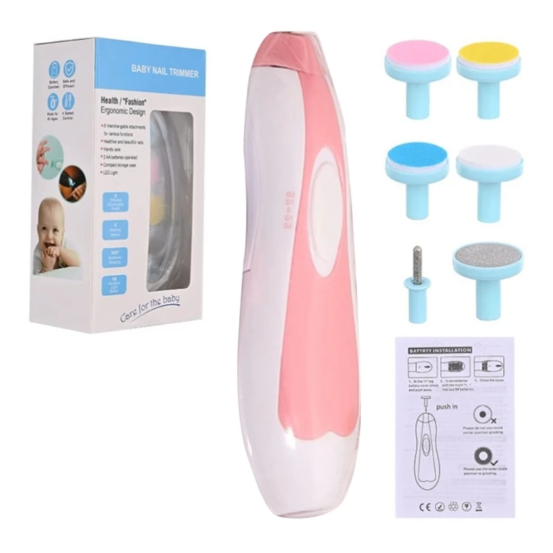 Baby Nails Care Set 6 in 1 Electric Manicure Portable Nails File Low Noise,nail care kit,nail trimmer,nail grinder