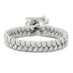 Handwoven Paracord Survival Bracelet - Adjustable Punk Jewelry (Silver Grey)