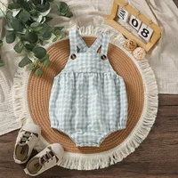 Suspenders Baby Boys Sleeveless Summer Plaid Green jumpsuit Japan&Korean Streetwear) 1