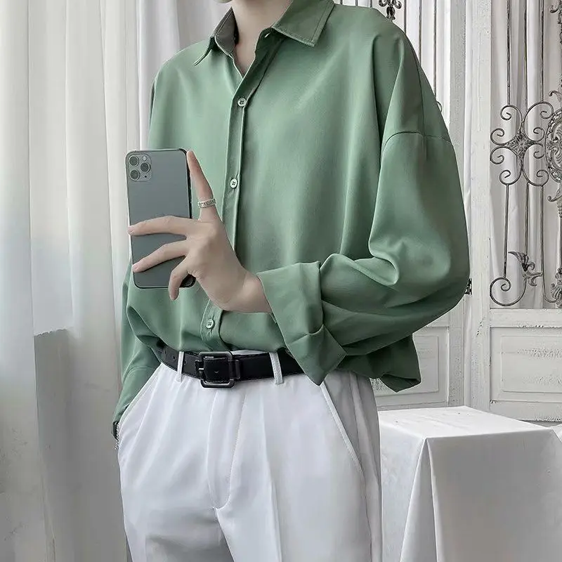 

Men Fashion Casual Long Sleeve Solid Color Shirt Slim Fit Male Social Business Dress Shirt Brand Men Fitness Sports Clothing V73