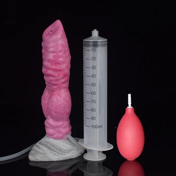 GEEBA Squirting Funtion Wolf Knot Dildo with SUCTION CUP Gory Meat Ejaculation Penis Silicone ANAL SEX TOY FOR WOMAN Adult Games 3