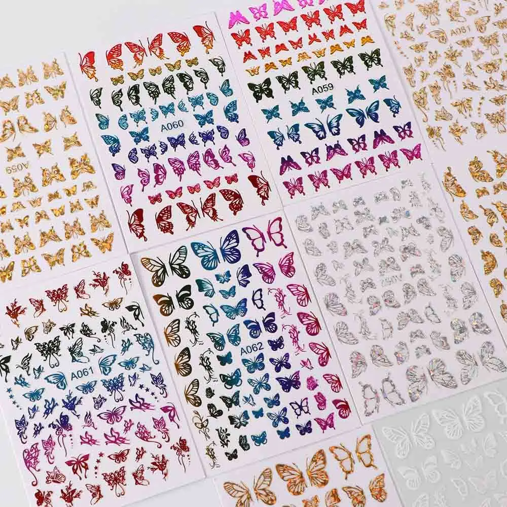 

Design Laser Holographic Self Adhesive 3D Manicure Decals Luminous Nail Stickers Butterfly Nail Art Sticker DIY Nail Decoration