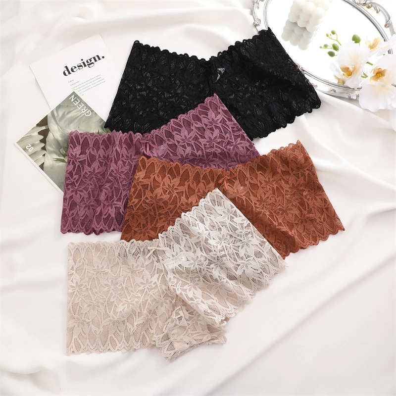Women Lace Boyshort Panties Low-Rise Sexy Underwear Floral Underpants Ladies Lingerie lace panties female underwear women panties womens underwear
