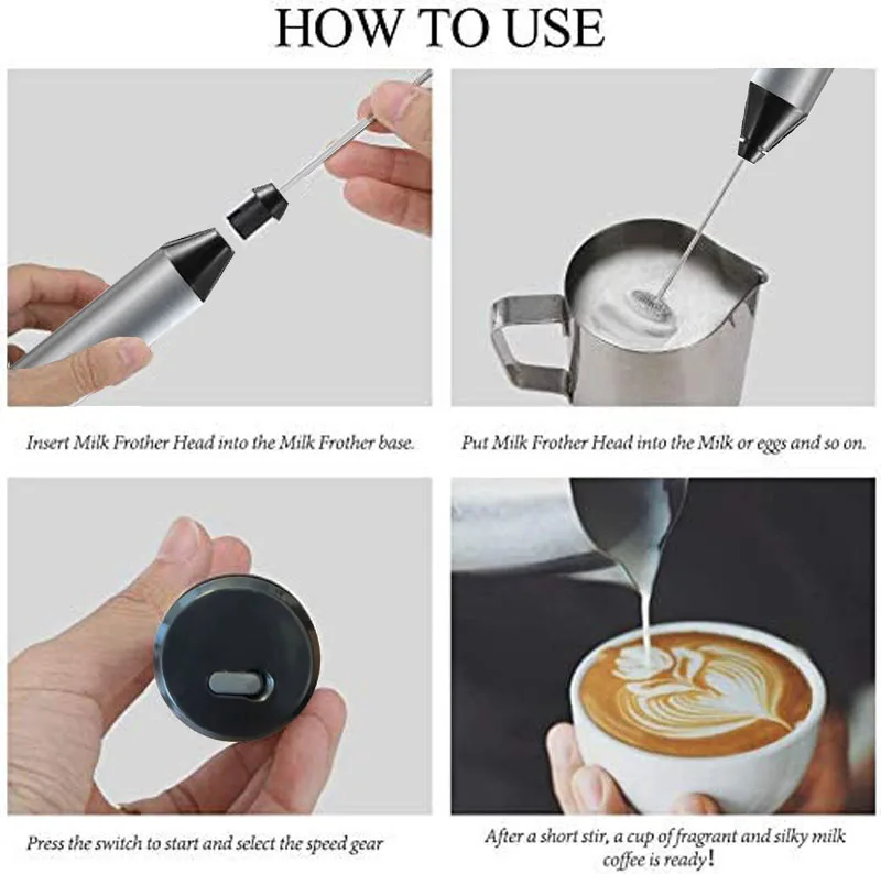  Portable Electric Coffee Milk Mixer Cup, Push Button