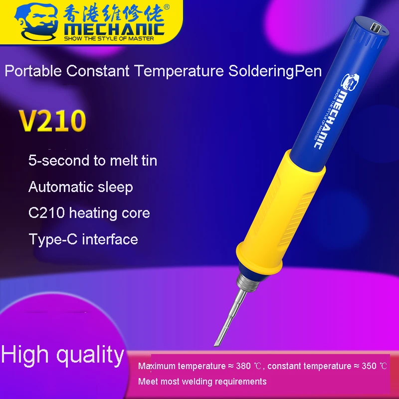 

MECHANIC V210 Portable Constant Temperature Soldering Pen Electric Automatic Sleep Anti-slip for Phone Welding Repair Tool