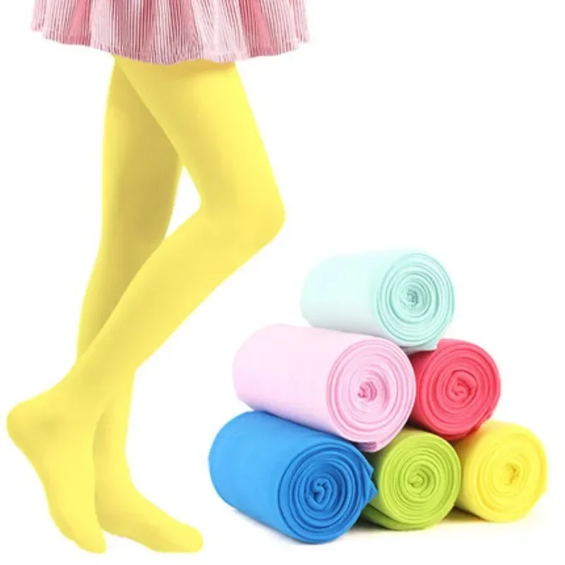 

10pc/lot Spring Candy Kids Pantyhose Ballet Dance Tights for Girls Stocking Children Velvet Solid White Pantyhose Girls Tights