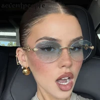 Classique Sans Monture Ovale Punk lunettes de Soleil Femmes 2026 De Luxe Designer Métal Serpent Photochromique Lunettes de Soleil pour Dames Sans Cadre Nuances 4