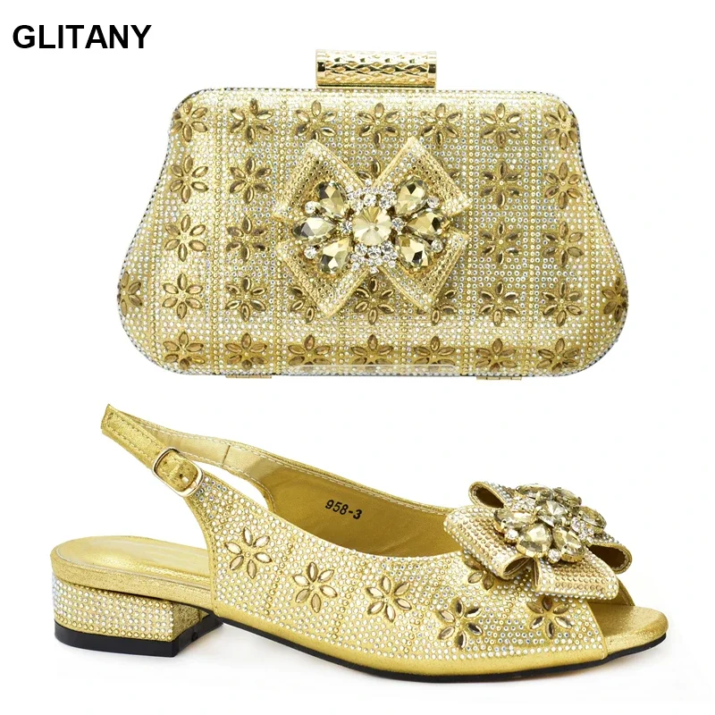 

2023 Italian Shoe and Bag Set for Party In Women Wedding Shoes for Women Bride Low Heels Elegant Luxury Shoes Women Designers