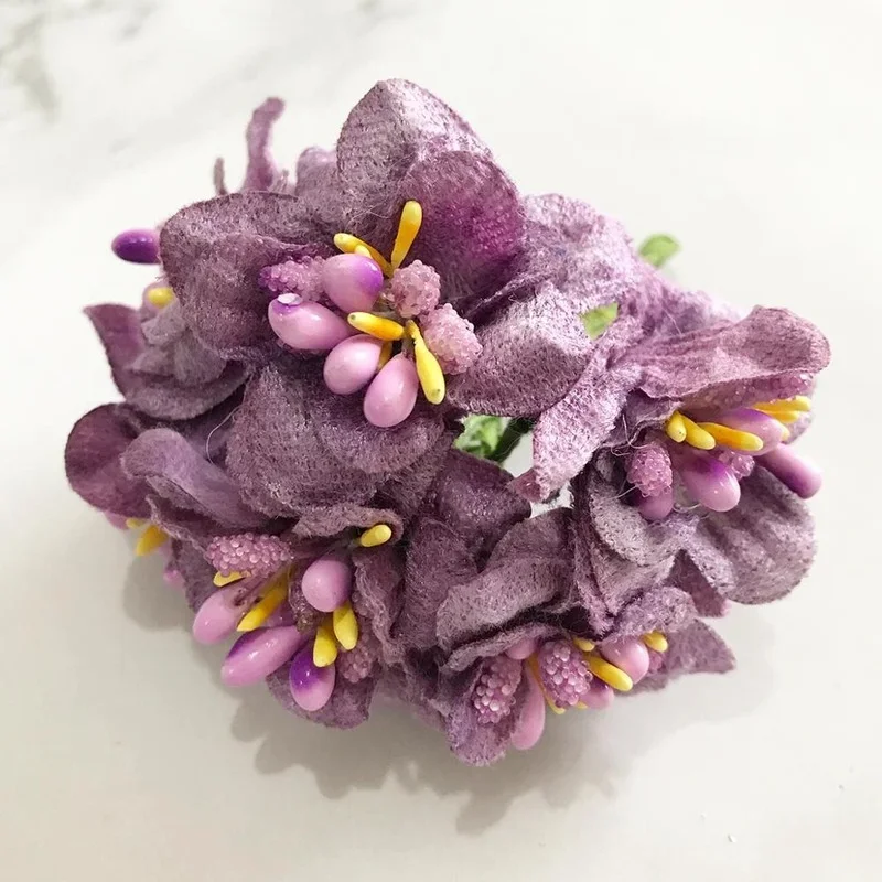 6/8/10/12/50/70/90pcs Mix Purple Flower Cherry Stamen Berries Bundle DIY Christmas Wedding Cake Gift Box Wreaths Decor