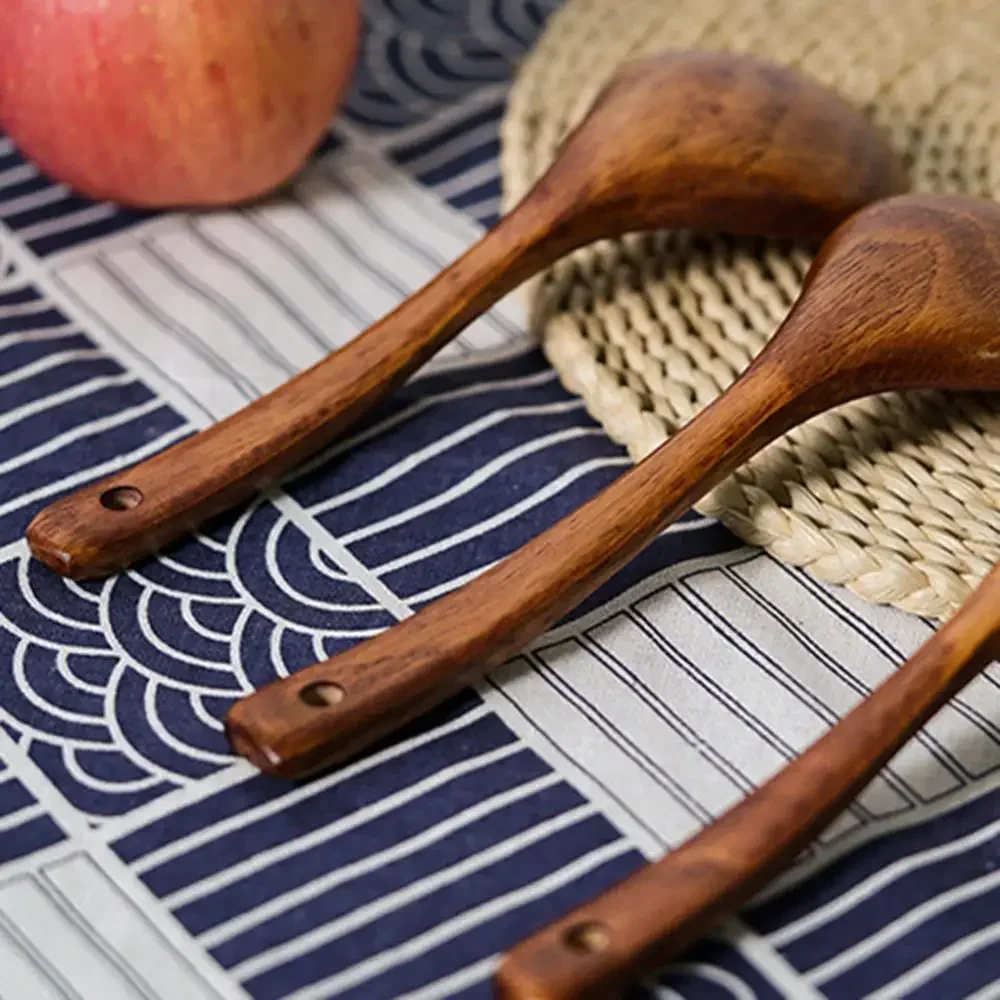 Wooden Cooking Spoon Kitchen Big Soup Spoon Long Handle Wooden Dessert Rice Soup Spoon Teaspoon Cooking Utensil Cooking Stirrer