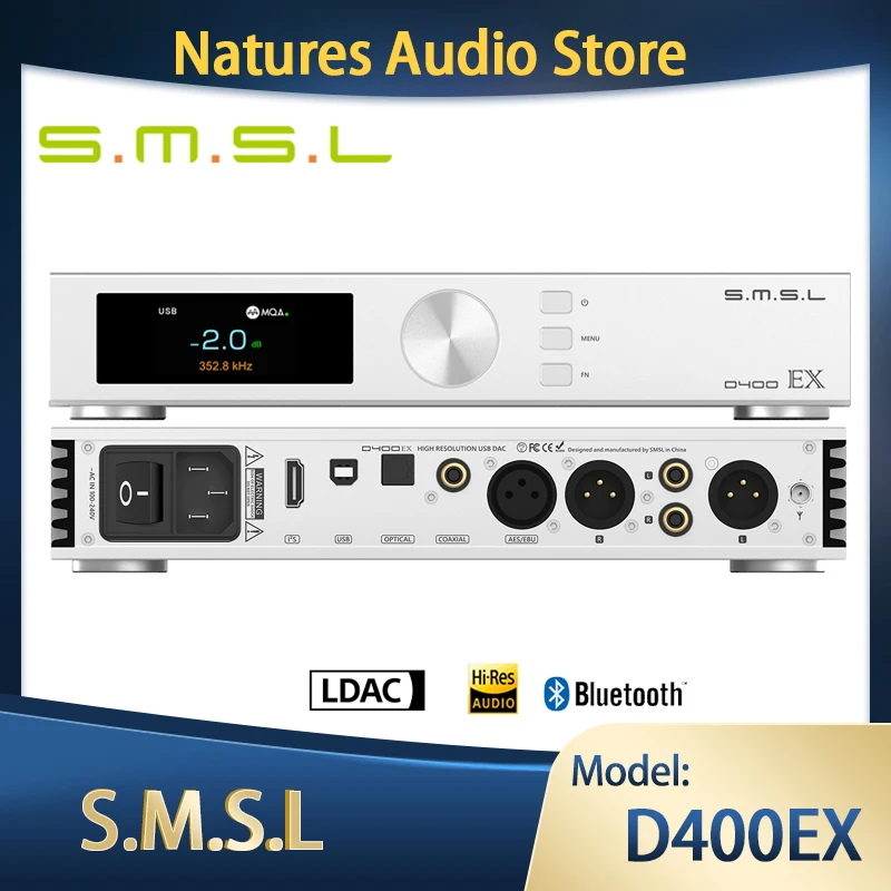 SMSL D400EX MQA-CD Decoder Bluetooth Dual AK4499EX Desktop Hi-Res