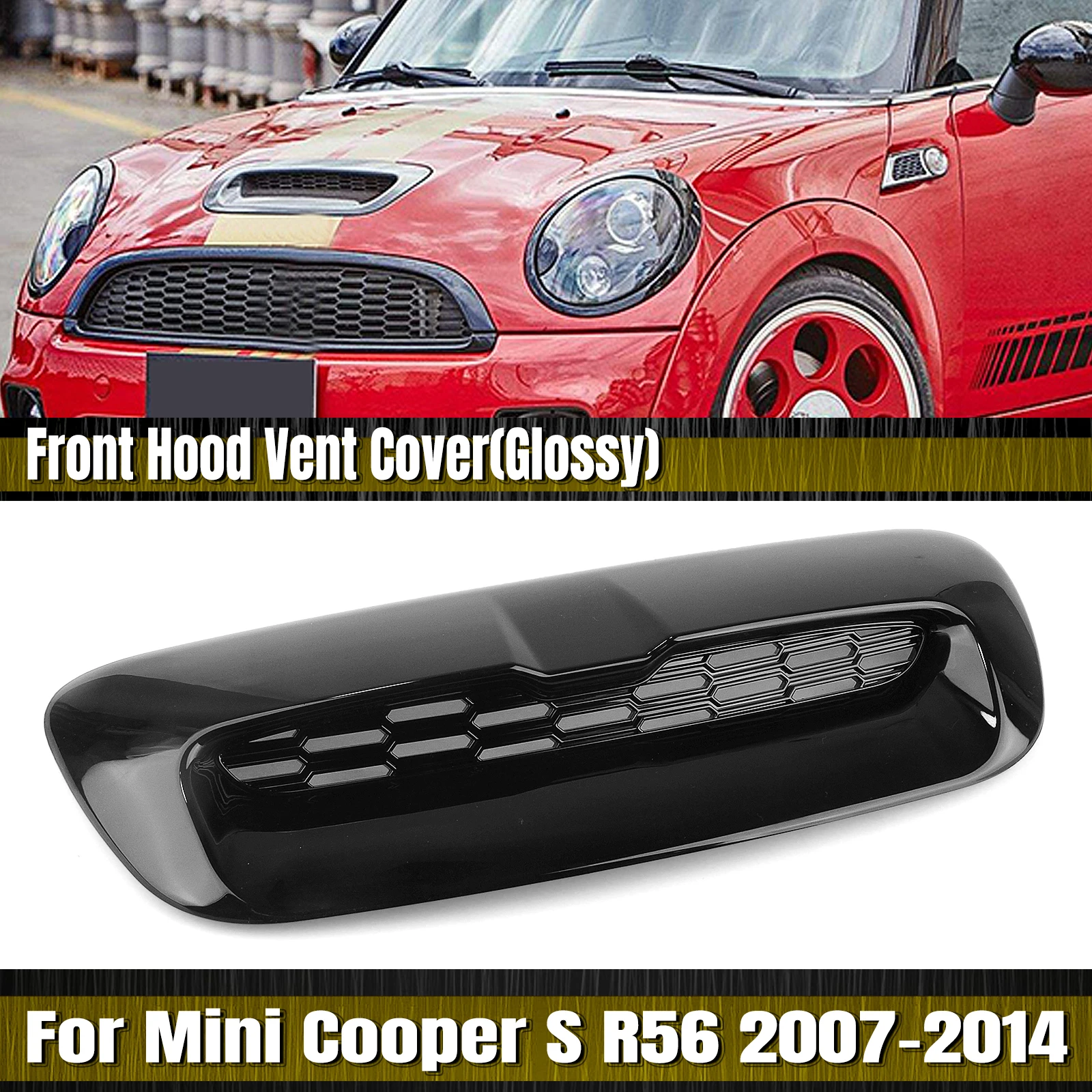 

For Mini Cooper S R56 R55 R57 R58 R59 2007-2014 Front Air Vent Hood Outlet Cover Mesh Upper Engine Bonnet Scoop Intake Grille