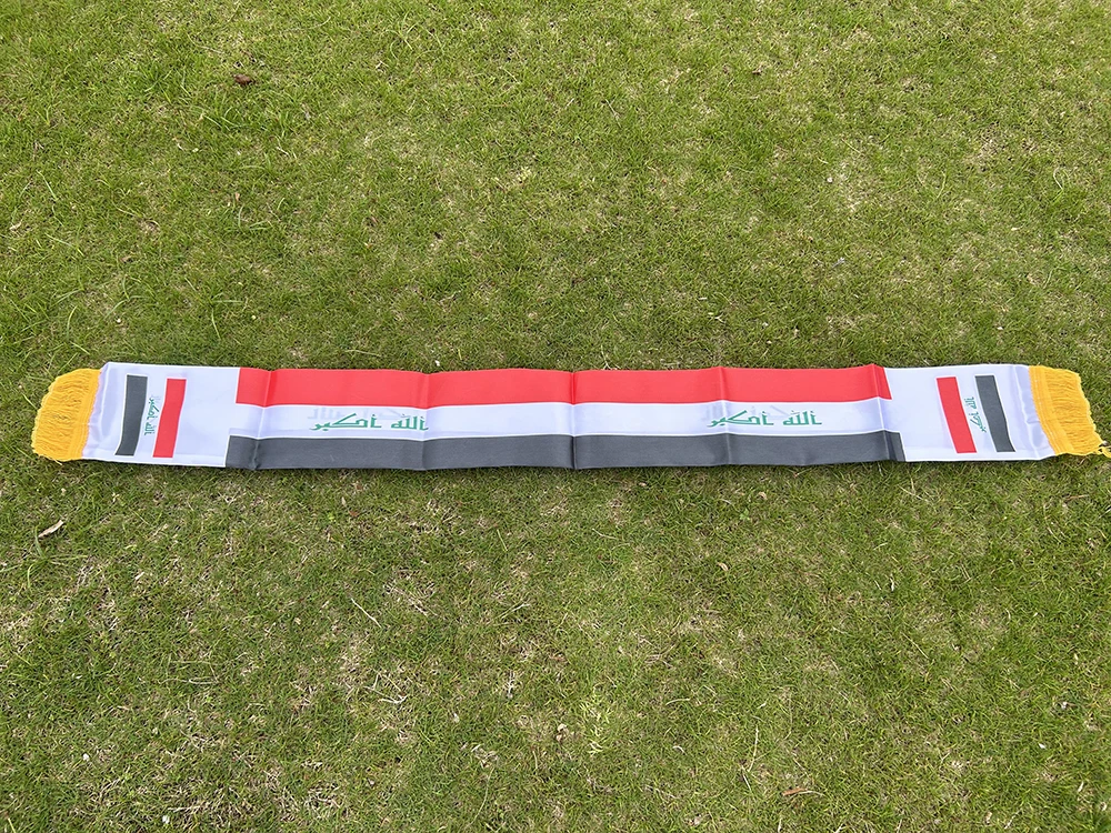 Iraq Scarf 14x135cm Double-sided printed Satin Iraq Flag Scarf Tassels Suitable for 2026 Football cup, Sports, Events - Image 6