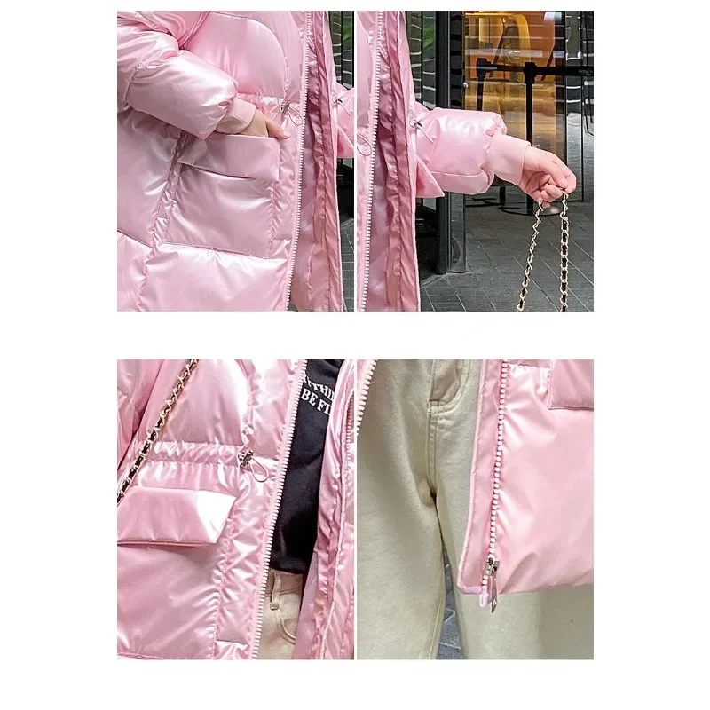 2024 New Women Down Cotton Coat Winter Jacket Mid Length Version Parkas Loose Large Size Thick Outwear Leisure Time Overcoat