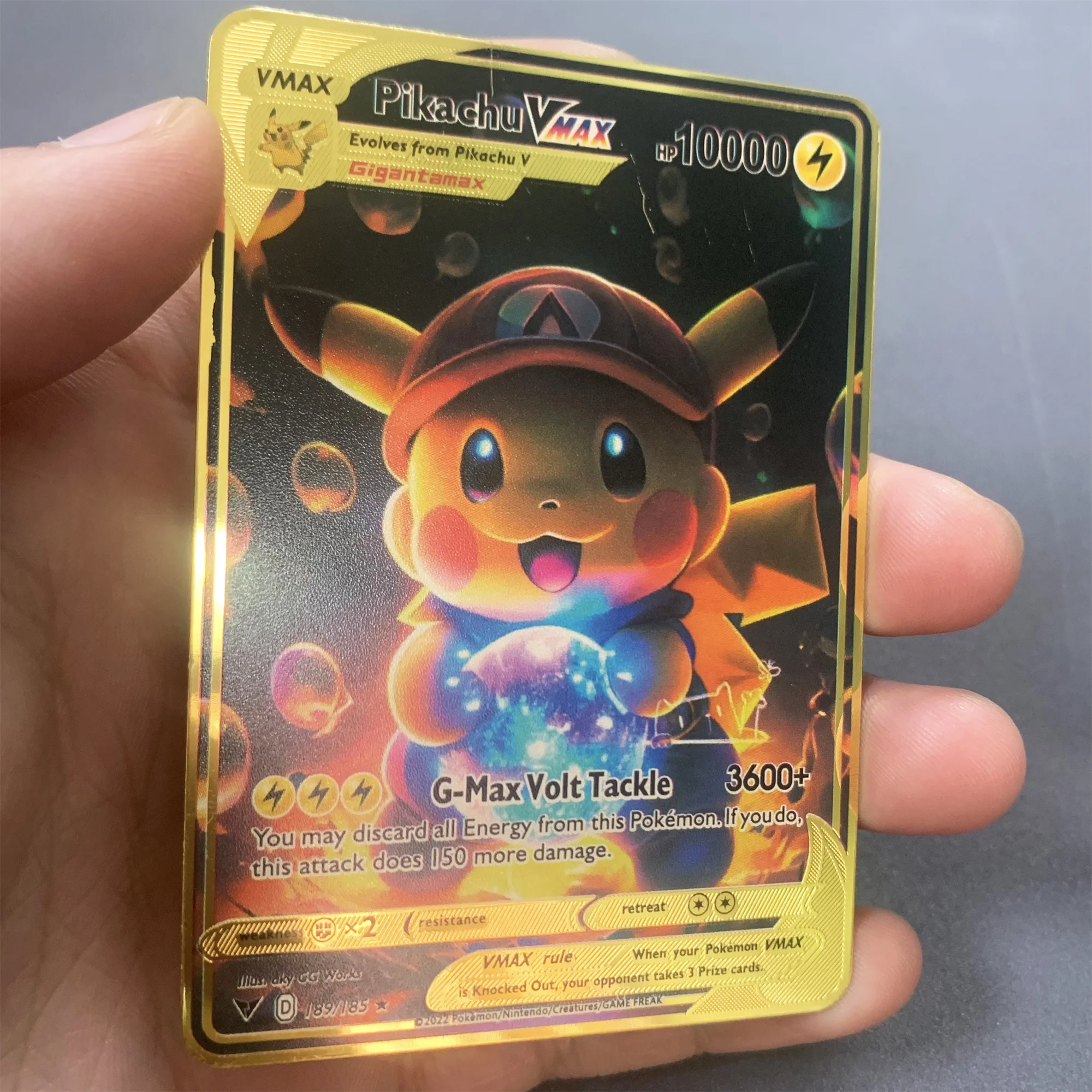 Pokemon Cards Metal Card 10000 Points Arceus Charizard Raichu Super Card Golden English Mewtwo Vmax GX EX Anime Collection Gift
