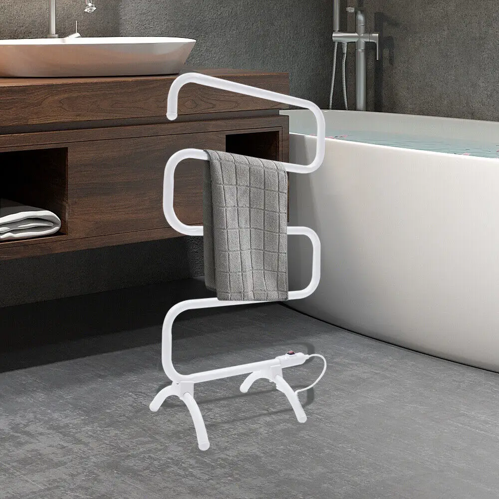 Description Picture 5 of itemS-Shape Towel Drying Rack Heated Towel Warmer Freestanding Electric Towel Rack Portable Heated Towel Rack Towel Heater