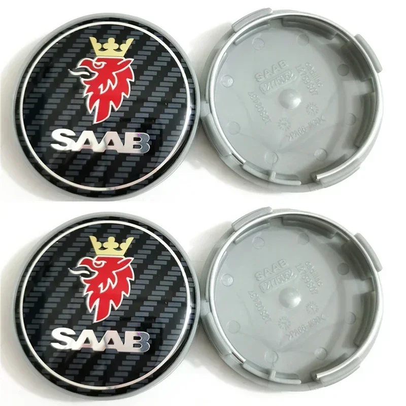 4pcs x 63mm Blue Carbon Black Car Wheel Center Cap Rims Hub Caps For SAAB 9 3 9 5 9-3 9-5 SAAB Emblem Badge Accessories