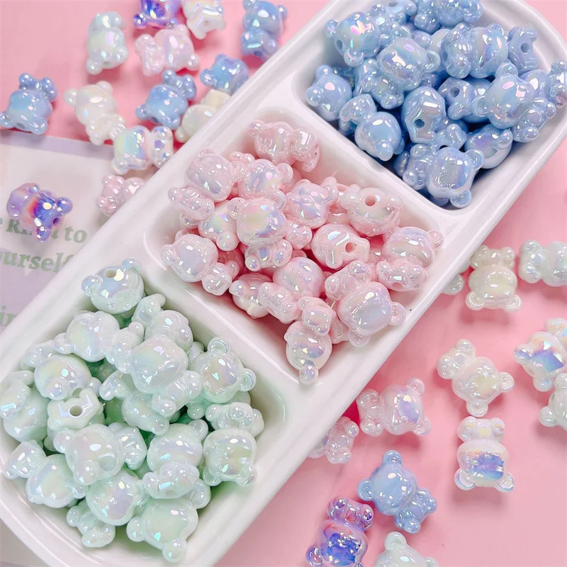 Vibrant 10-Piece Multicolor Bear Acrylic Bead Set