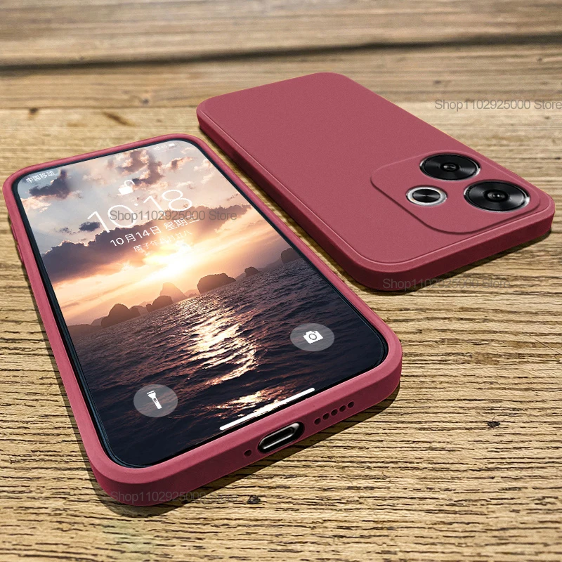 Enhanced Liquid Silicone Protective Phone Case - Square Design, Soft TPU Back Cover