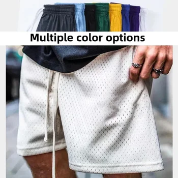 Pantaloncini sportivi larghi stile americano da uomo in rete traspirante ad asciugatura rapida da corsa all'aperto allenamento basket fitness pantaloncini casual uomo 1