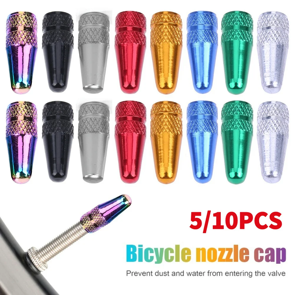 5/10PCS Bicycle Tire Valve Cap Aluminum High Pressure Caps for Presta Valves Rainbow Color Bike Tyre Hat MTB Bike Accessories bicycle tire valve cap