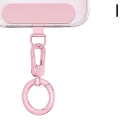 Rotatable Metal Phone Lanyard Connector with Steel Clip - Metal (Pink)