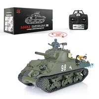 2.4G Henglong 1/16 Scale RC Tank M4A3 Sherman TK7.0 Plastic Version RTR Radio Control Tanks Model 3898 Toys for Adult TH17665 2