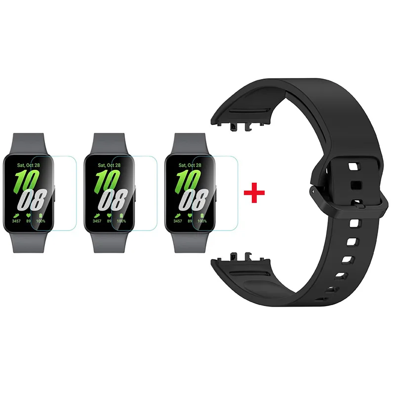 Dual-Purpose Silicone Strap with Screen Protector for Fitness Tracker Wristbands
