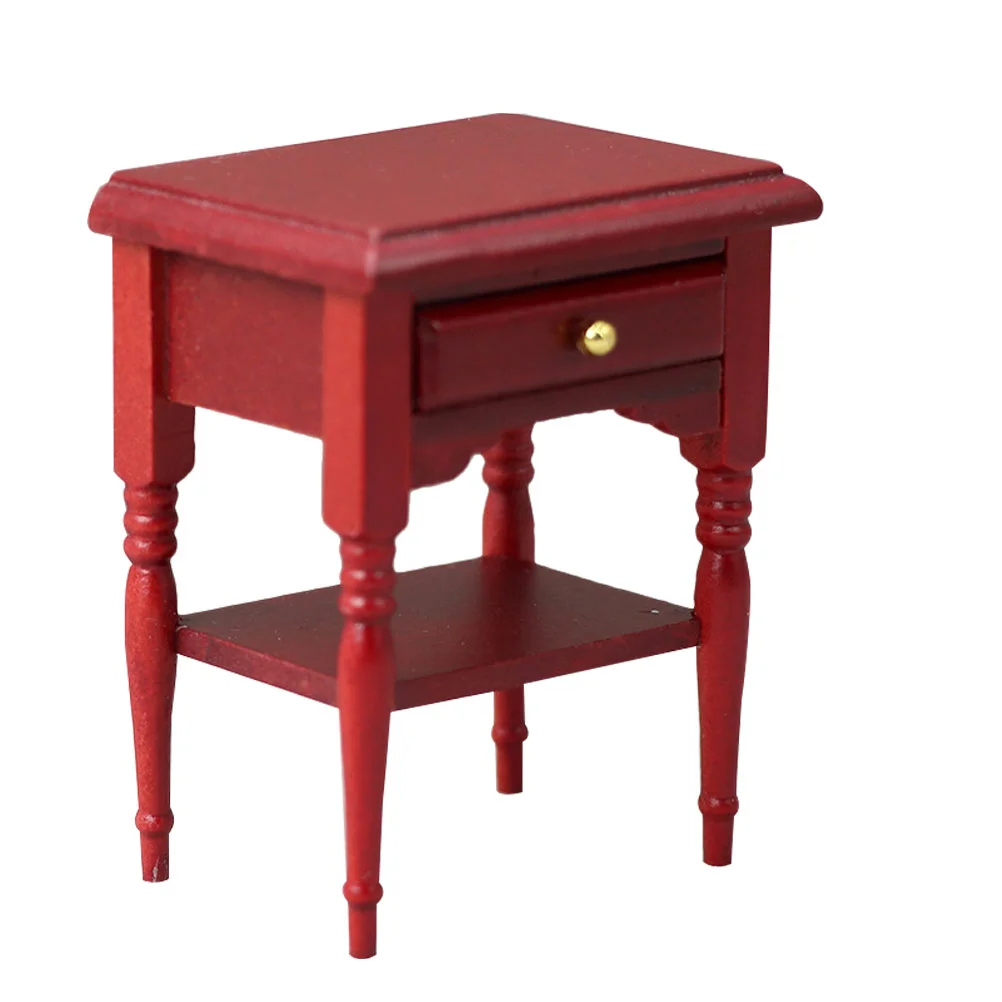 

Wood Mini Bedside Table House Mini Furniture Model Mini House Decoration