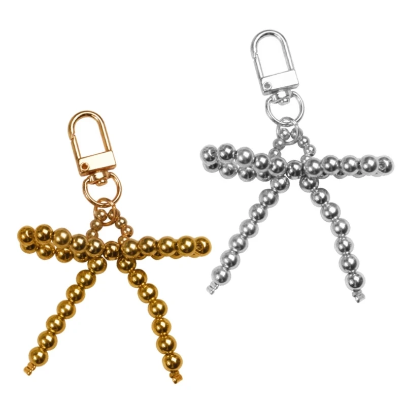 Fashion Bag Pendant AlloyAcrylic Material Stylish Beaded Keychain for Daily Use K3ND