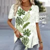 Women's Short Sleeve Tops Crewneck Harajuku Fashion Loose Casual Basic T Shirts Tee Blouses 3D Floral Printed Summer Clothing