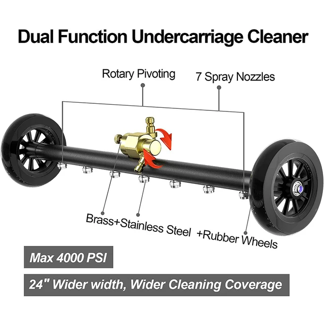 22-Inch Extendable Pressure Washer Water Broom – 3-Wand, 1/4" Quick Connector 6